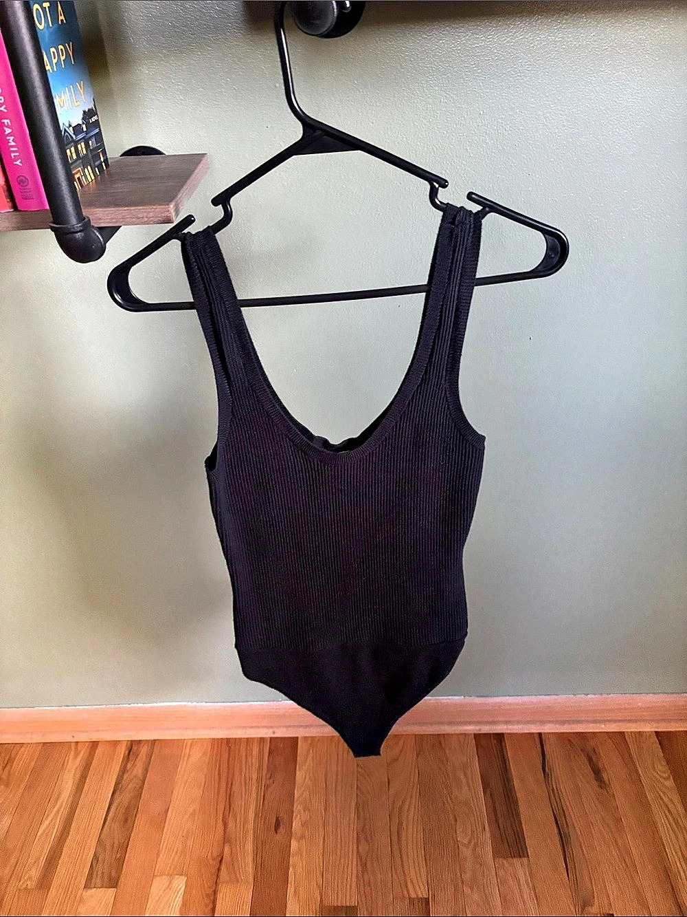 Abercrombie & Fitch Ribbed Tank Bodysuit Black